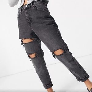 TOP SHOP - black/dark grey ripped TALL jeans